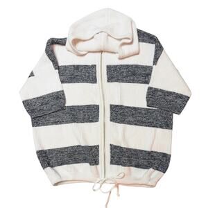 Kinross 100% Cotton Striped Knit Short Sleeve Hoodie size Small